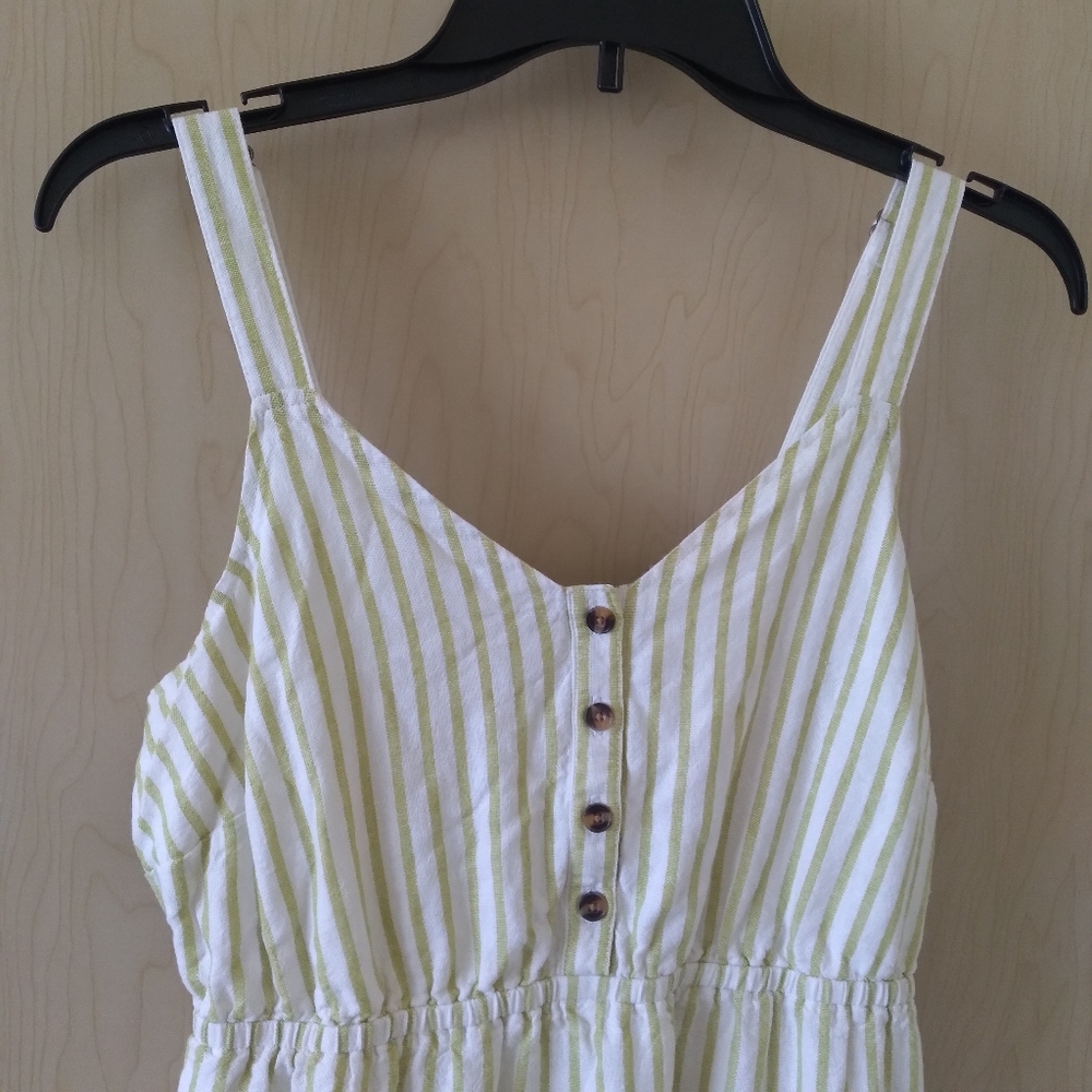 Sonoma Cottagecore Green and Cream Striped Midi Dress (M) - Picture 2 of 8